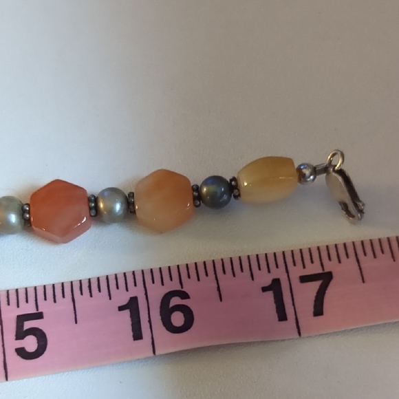 copy Agate Coral and Silver Bead Necklace - Picture 5 of 7